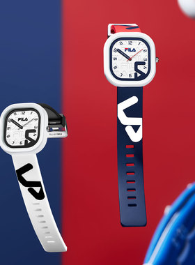 FILA斐乐硅胶带运动防水手表男女士初高中大学生考试腕表礼物6550