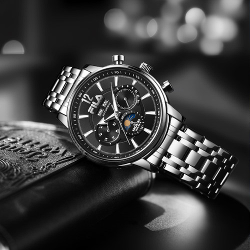 FLIA斐乐三眼多功能男士机械手表商务钢带防水轻奢腕表礼物6700