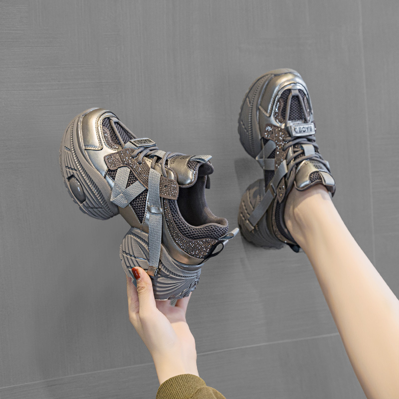 水钻内增高老爹鞋女运动鞋