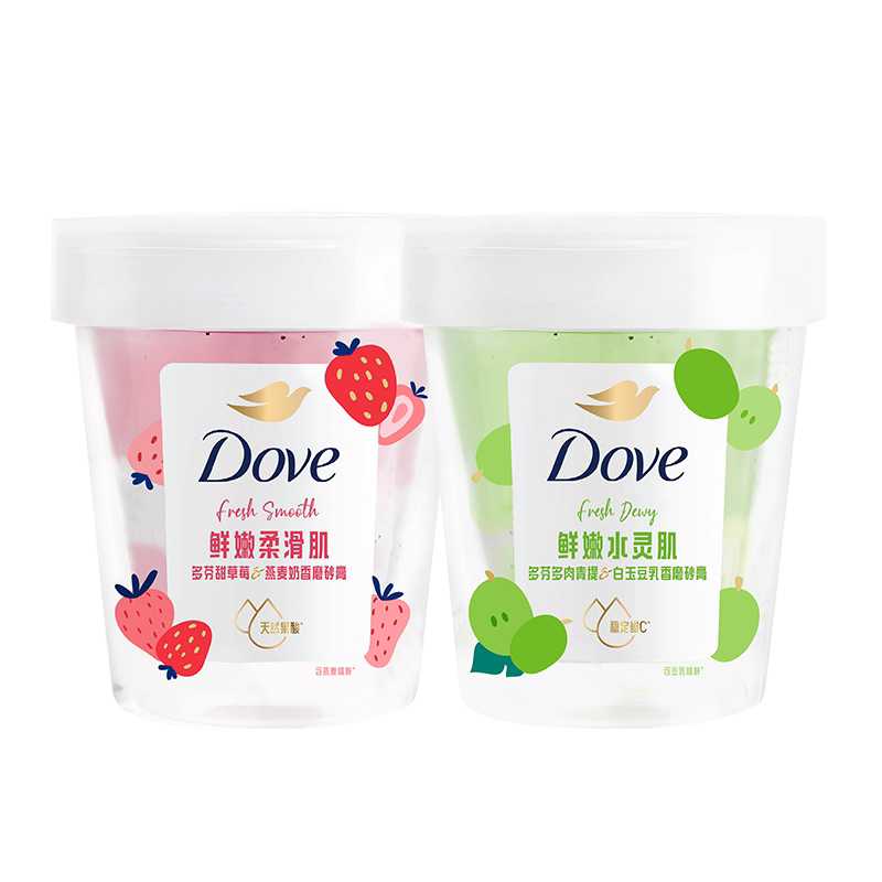 Dove/多芬草莓果奶双色磨砂膏轻柔去角质柔嫩透亮青提250g