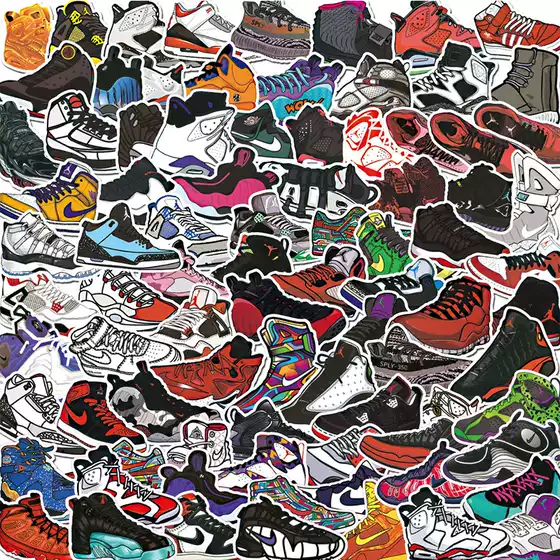Trendy Brand Basketball Shoes Jordan AJ Personalized Stickers Waterproof Luggage Travel Case Decals Graffiti Hoverboard Skateboard Decorative Stickers