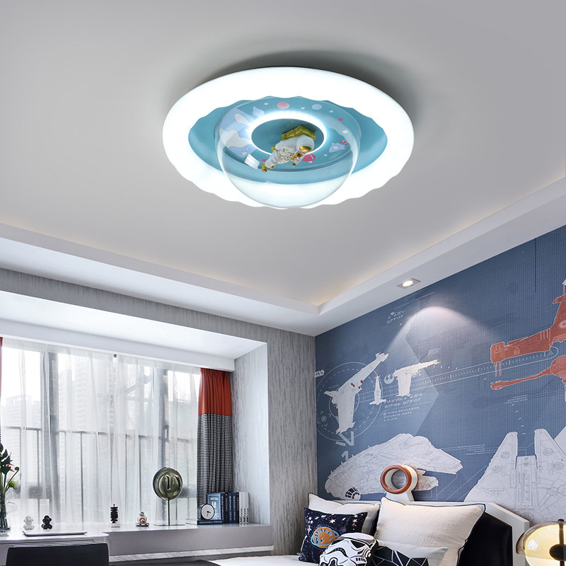 儿童房灯创意卡通儿童灯男孩女孩卧室房间灯个性太空灯具简约圆形