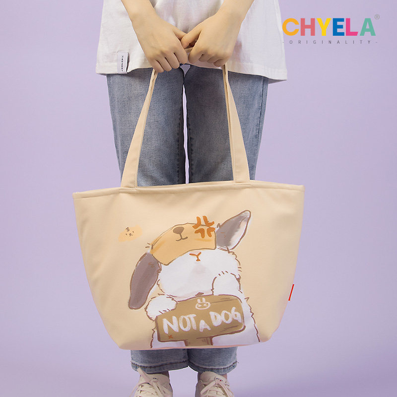 一年生球状叶帆布袋子单肩包环保购物袋大容量托特包妈咪包QT151