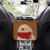 可爱围脖小狗车载收纳筐挂式 车内悬挂收纳袋汽车座椅背挂袋AS302