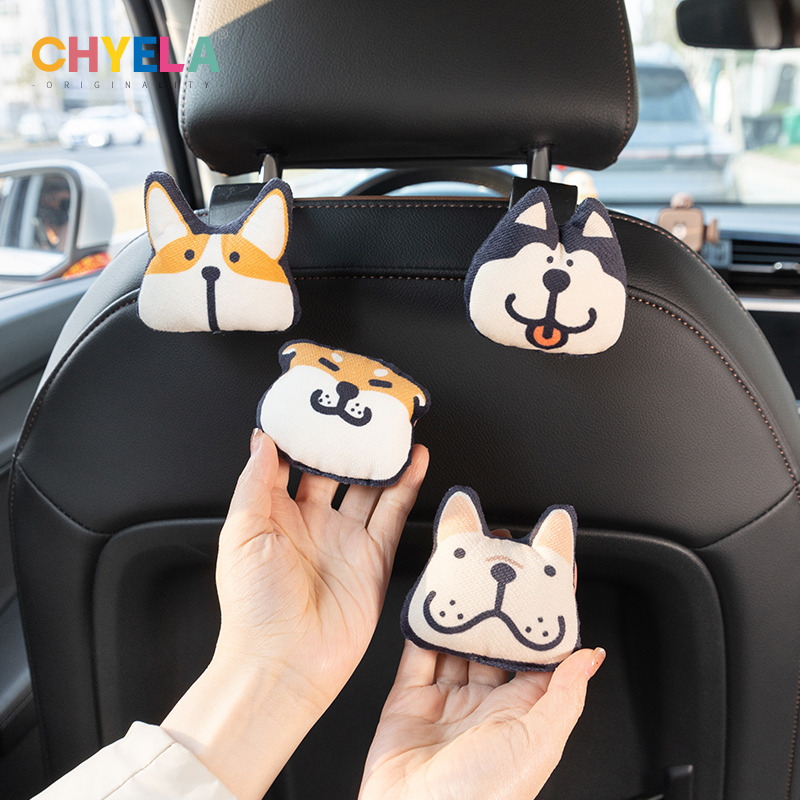 哈士奇车载挂钩可爱卡通小狗车载挂钩汽车座椅背收纳挂钩QE190