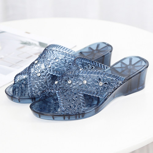 时尚新款水晶凉拖鞋女高跟百搭