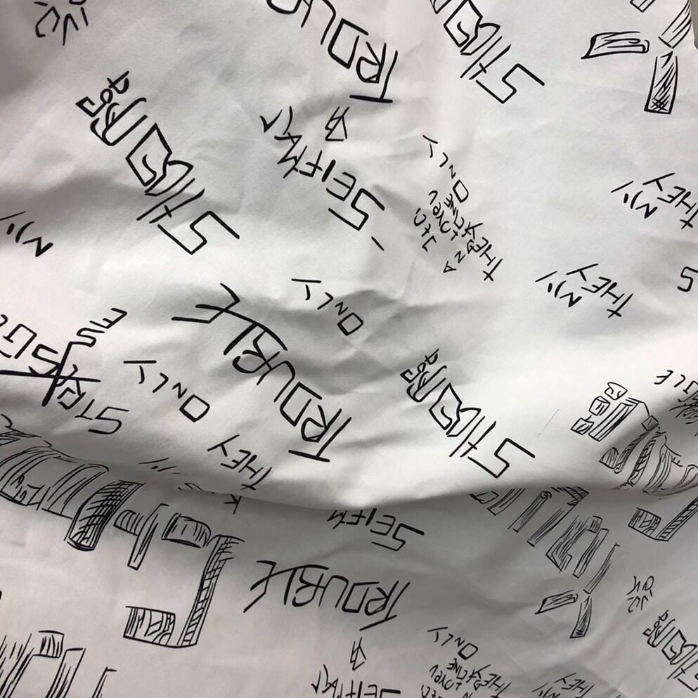 字母印花纯棉布料外套裤子工装料图片