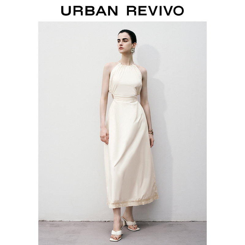 UR2023新款女装时尚设计感别致镂空流苏宝藏连衣裙UWH732079