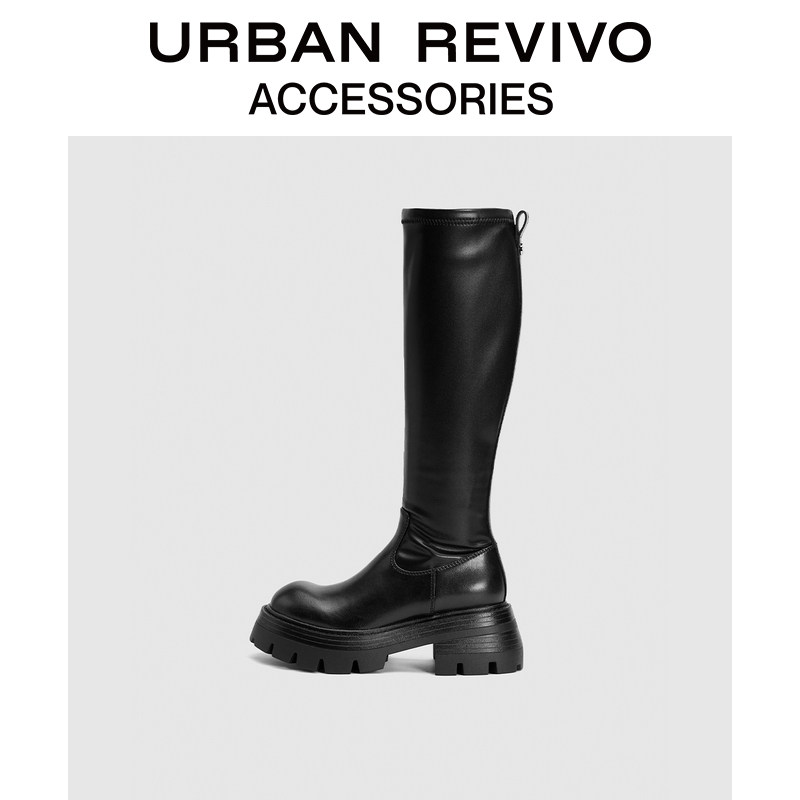 URBAN REVIVO 여성 패션 캐주얼 클래식 탄성 두꺼운 밑창 부츠 UAWS30041