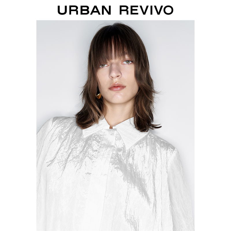 UR2023秋季新款女装休闲时髦高阶气质薄款翻领长袖衬衫UWG130074