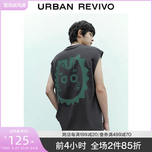 UR2023夏季新款男装慵懒风部落风图案印花全棉无袖背心UML432092