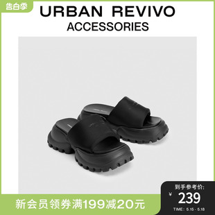 URBAN 休闲风黑色厚底拖鞋 UAWS32092 REVIVO女士时尚