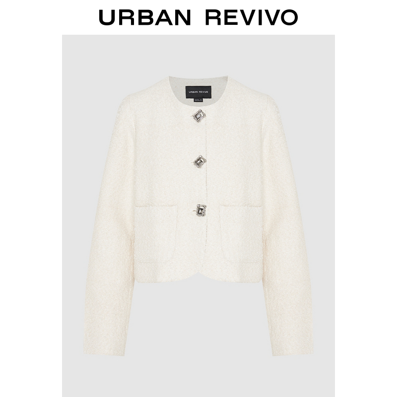 【UR魅力】UR2023秋冬新款女装温柔异形扣对称口袋外套UWG830078