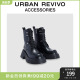 棕色擦色绑带马丁靴UAWS30092 REVIVO2023秋冬新款 女士时尚 URBAN