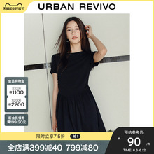 UR2024夏季新款女装都市气质垂感修身短袖连衣裙UWU740046