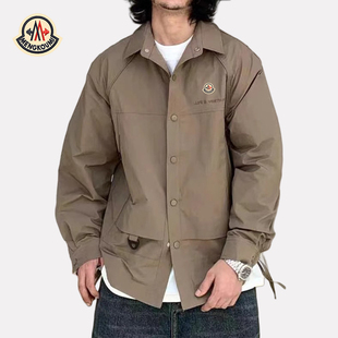 【官网正品】蒙口米色翻领外套男士春秋冬高级感衬衫休闲宽松夹克