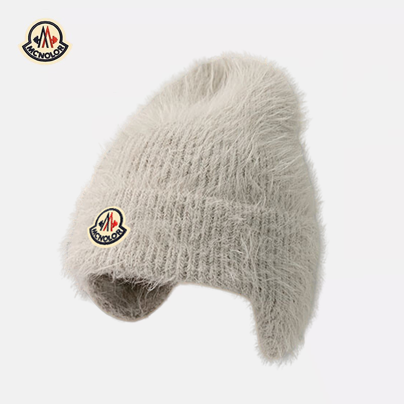 【正品现货】蒙口米色羊毛护耳毛线帽子女秋冬季户外潮流保暖冷帽
