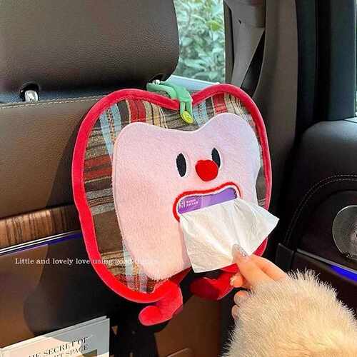 苹果鸭梨造型卡通纸巾盒车载纸巾袋汽车纸巾挂袋车内抽纸盒纸巾套