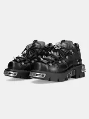 Retro Spanish Dark Low-Top Leather Shoes for Men and Women, Punk Rock Shoes, Heavy Metal Rivet Platform Shoes