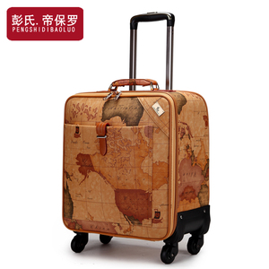 地图皮箱拉杆箱女行李箱20寸旅行箱男万向轮16寸登机箱24寸密码箱