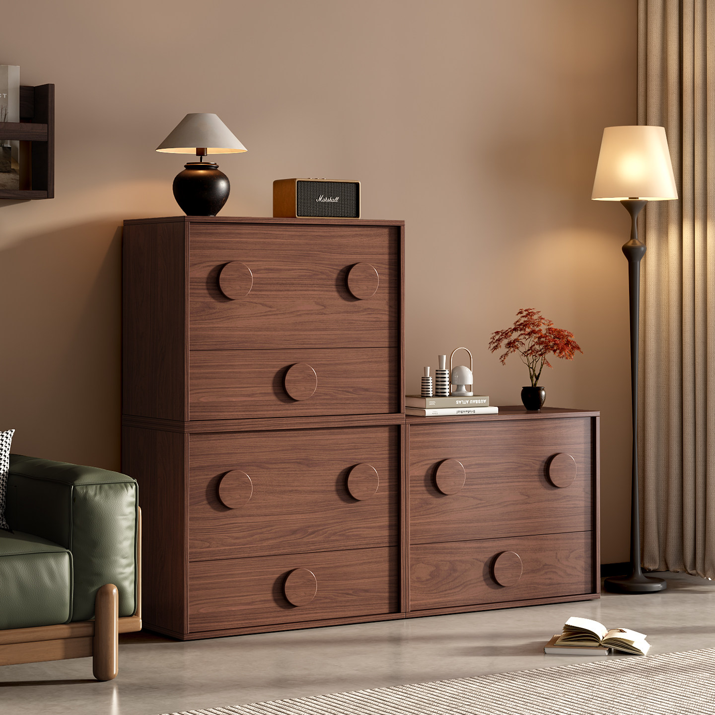 实木复古边几沙发侧边轻奢高级感边柜卧室一体小型斗柜床尾收纳柜