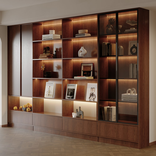 玻璃门防尘去客厅化一体书柜