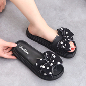 时尚 仙女风拖鞋 夏外穿2026年新款 蝴蝶结甜美外出洋气厚底一字凉拖