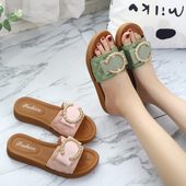 新款 女士时尚 厚底凉拖鞋 夏季 简约百搭气质一字拖潮流平跟沙滩拖鞋
