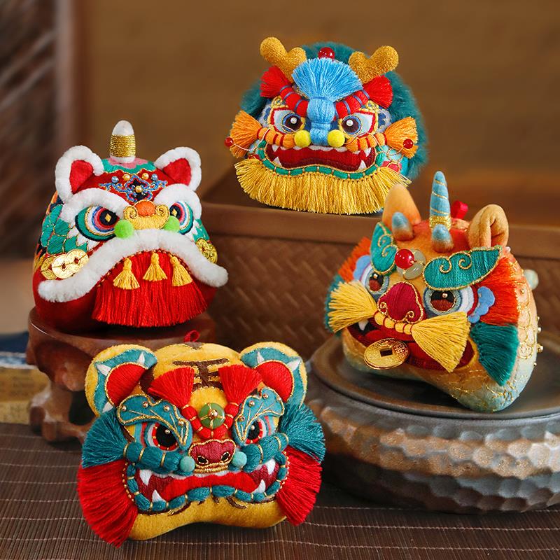 瑞兽香囊香包刺绣手工diy材料包艾草平安摆件老虎醒狮立体玩偶
