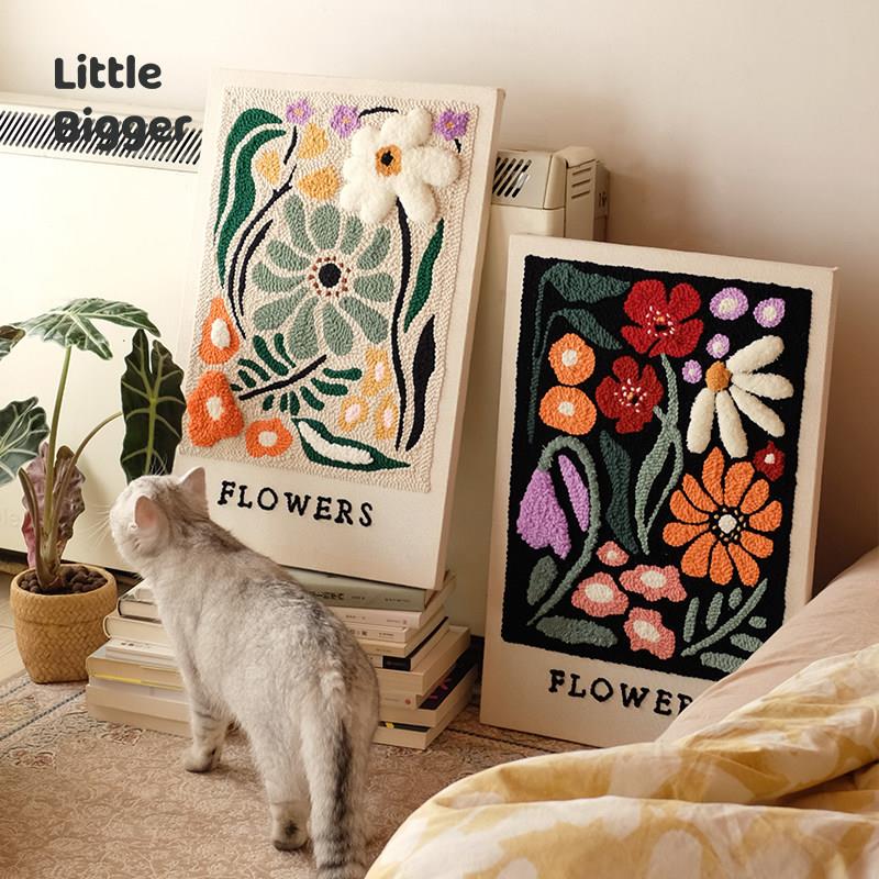 手工diy戳戳绣大幅装饰画 画成品 立体刺绣花毛线 线画 画Little