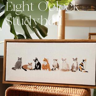 八点自修室【吸猫】刺绣成品胸针款DIY装饰画套件相框摆件礼物