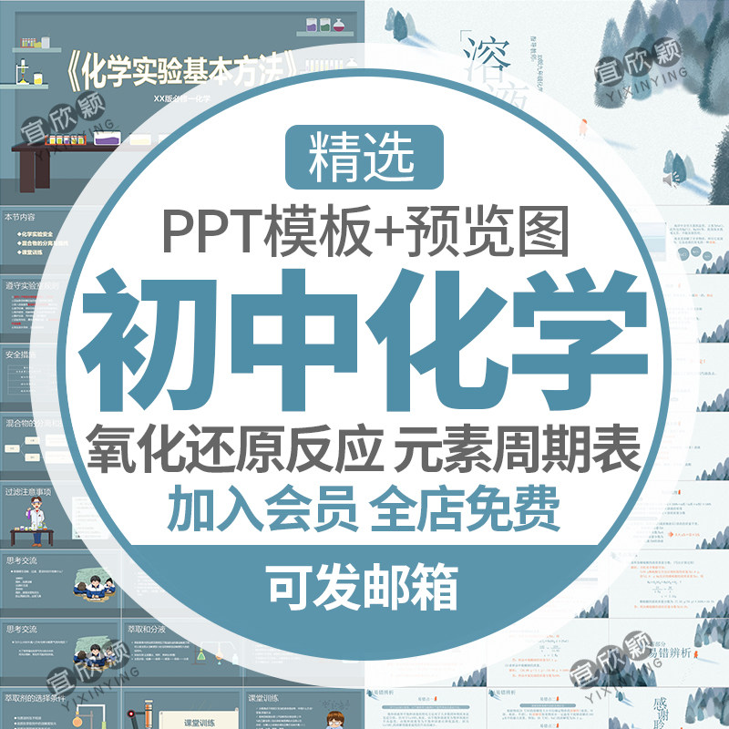 初中学生化学课件ppt模板氧化还原反应化学能与电能元素周期率表