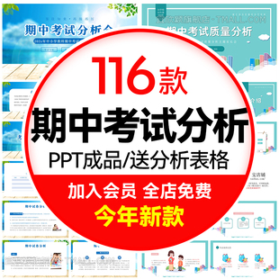 小学初高中期中月考成绩质量分析会PPT 考试总结班会课件含内容