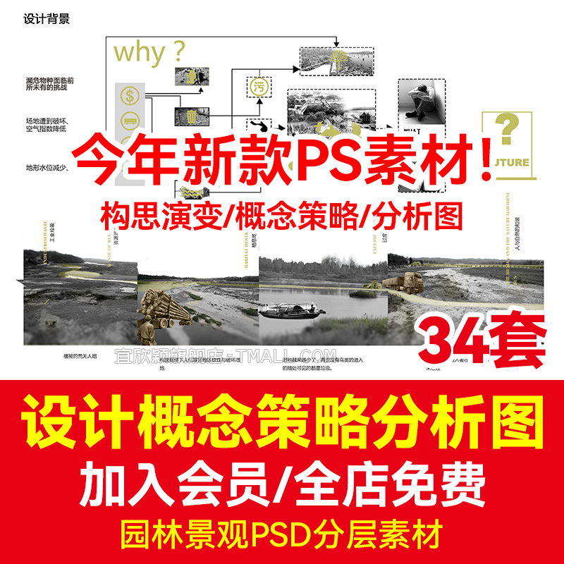 园林景观规划分析图PSD合集设计构思演变概念策略素材环艺素材 个性定制/设计服务/DIY 设计素材源文件 原图主图