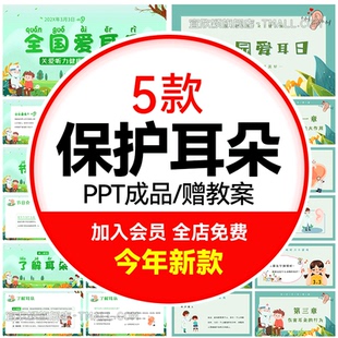 幼儿园保护耳朵爱耳日PPT班会课件耳朵作用保护听力关注耳朵健康