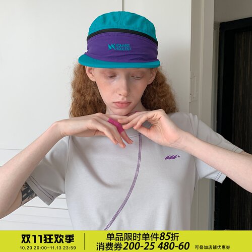 square houlest户外运动休闲撞色百搭一帽两戴棒球帽遮阳鸭舌帽女