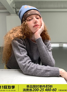 双层堆叠拔高颅顶显脸瘦毛线帽