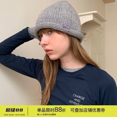 方圆脸百搭卷边防寒针织护耳帽