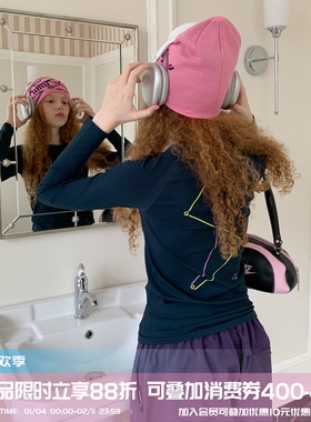 square houlest户外运动普拉提透气吸湿排汗修身塑形长袖T恤女