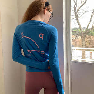 square houlest美利奴羊毛速干打底衫长袖瑜伽运动户外天丝T恤女