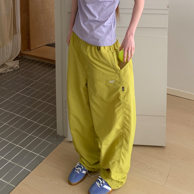 square houlest户外休闲登山徒步轻薄防水宽松阔腿伞兵裤长裤女