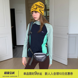 square 外套女 houlest户外骑行连帽速干吸湿拼接透气印花防晒长袖