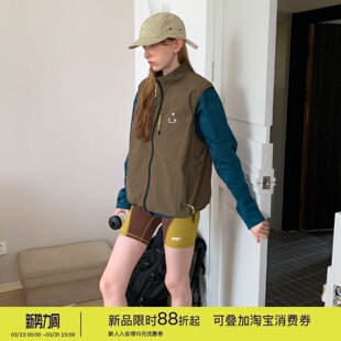 square houlest百搭户外机能轻盈宽松休闲防风运动马甲背心外套女