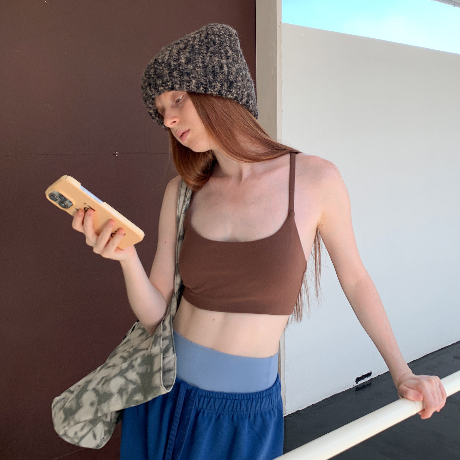 square houlest户外运动瑜伽健身外穿带胸垫可拆卸美背文胸背心女