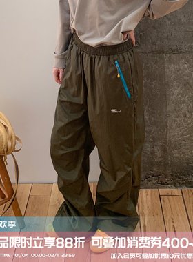 square houlest户外登山徒步运动防水冲锋裤加绒加厚宽松伞兵裤女