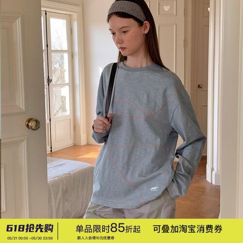 square houlest春户外休闲透气竹节棉跑步运动健身防晒长袖T恤女
