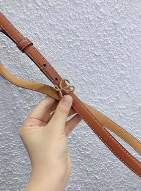 现货 L网红同款罗家百搭细腰带 头层牛皮简约配饰女士腰封 1.5cm
