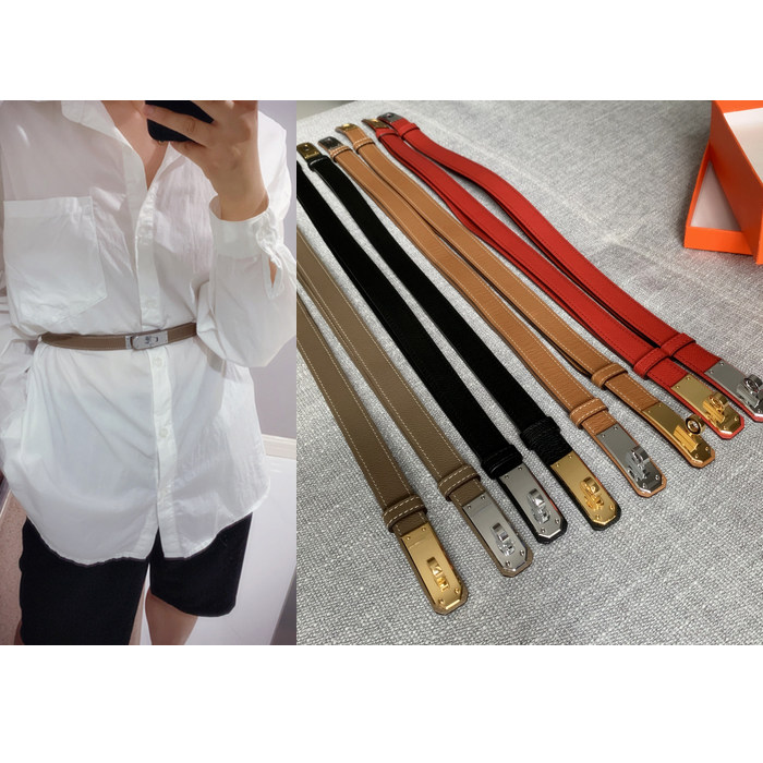明星同款掌纹真皮腰带头层牛皮连衣裙腰带女士百搭细裤带腰带