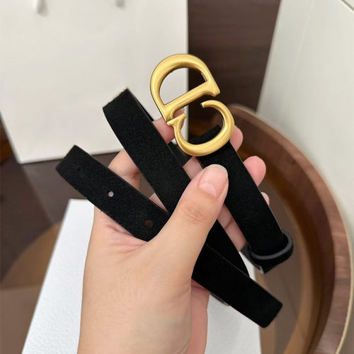 新款经典复古CD扣麂皮女士腰带