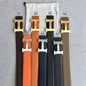 定制款 休闲百搭通勤双面真皮腰带男士 经典 H扣头层牛皮皮带